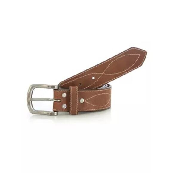 Wrangler Men's Brown Rugged Wear Genuine Leather Belt - Picture 1 of 8